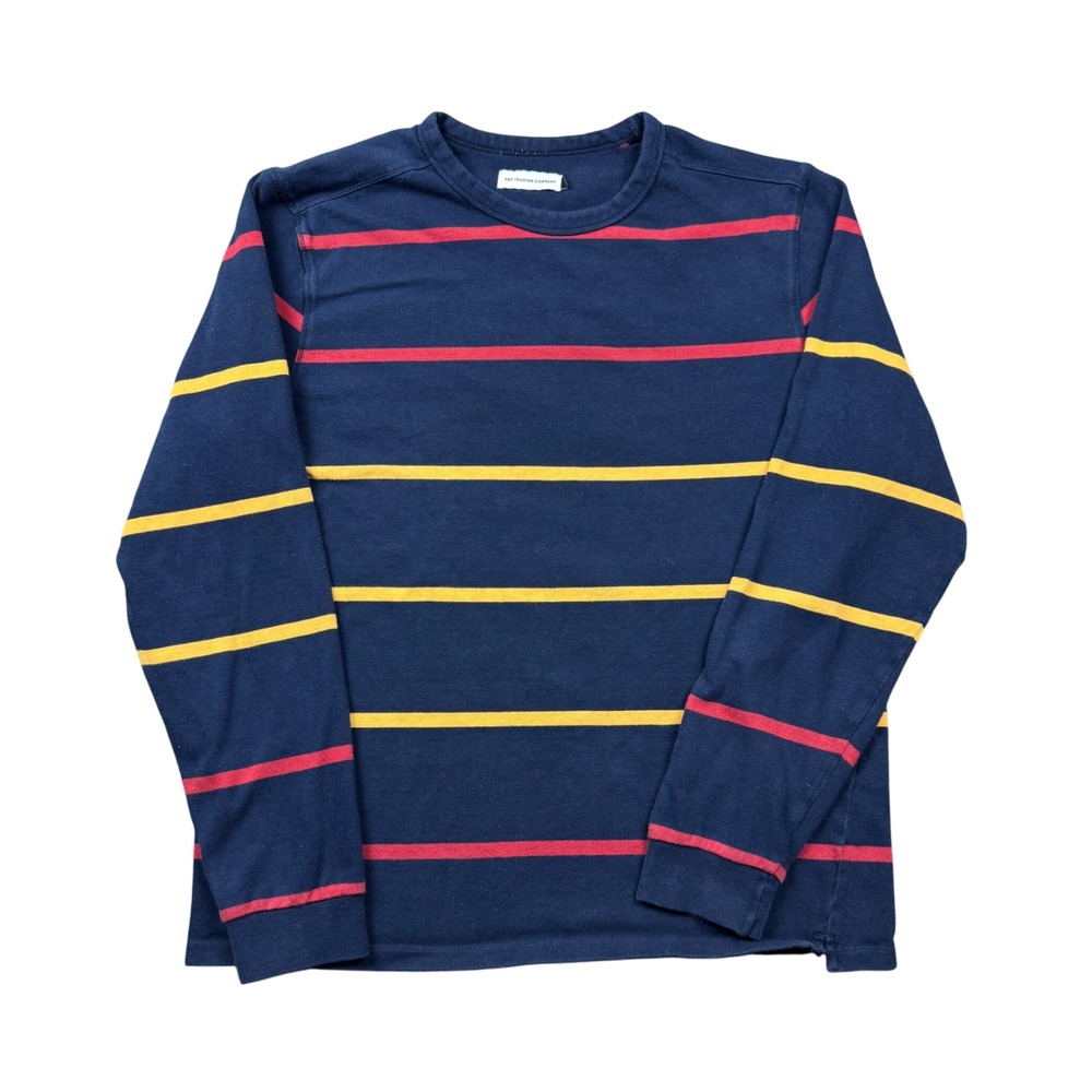 Pop Trading Company Mens Small Striped Long Sleeve T-Shirt Nautical Heavyweight
